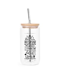 Transparent Bamboo Covered Cup 16oz Glass Cups Furniture with Straw - Image 3