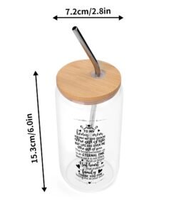 Transparent Bamboo Covered Cup 16oz Glass Cups Furniture with Straw - Image 7