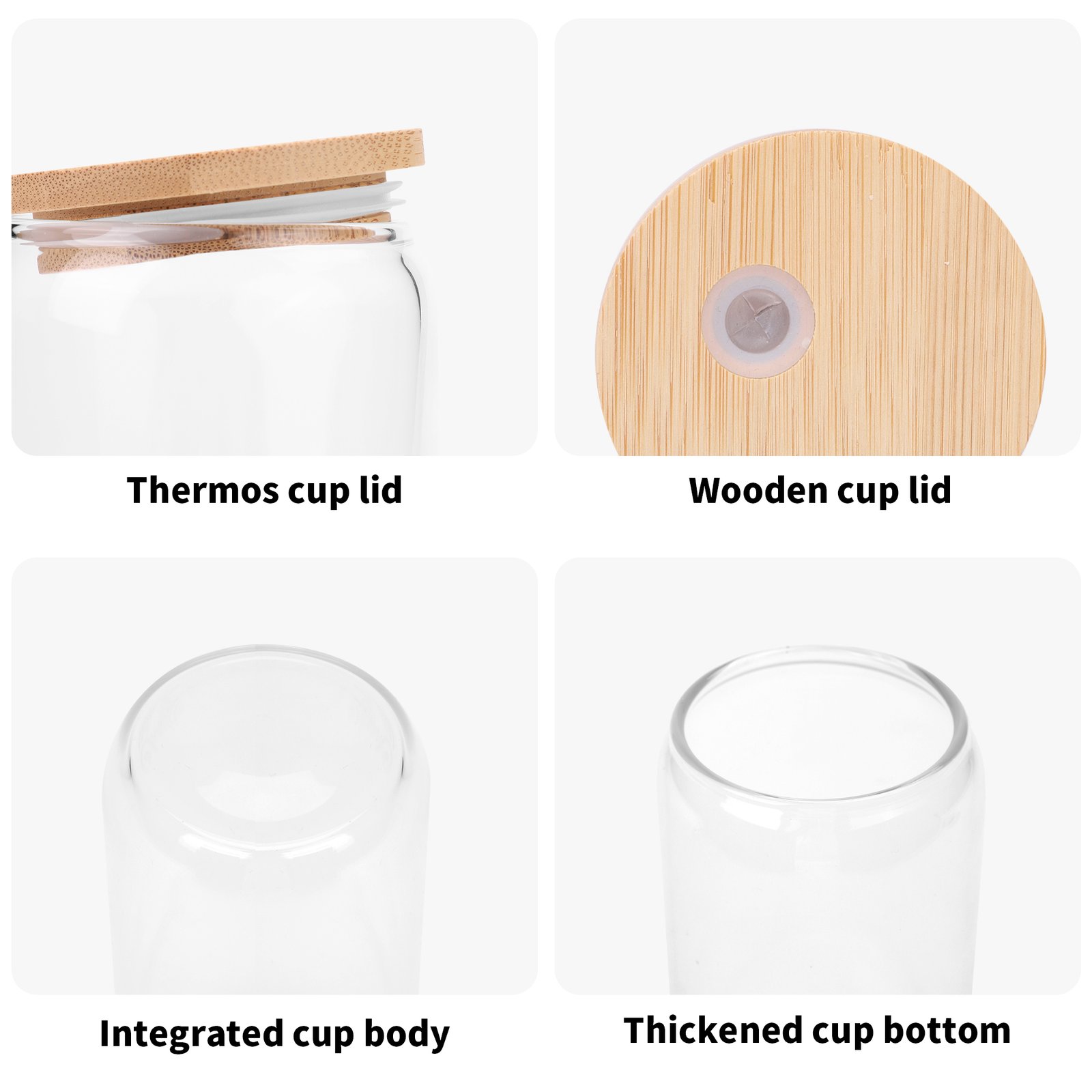 Transparent Bamboo Covered Cup 16oz Glass Cups Furniture with Straw - Image 8