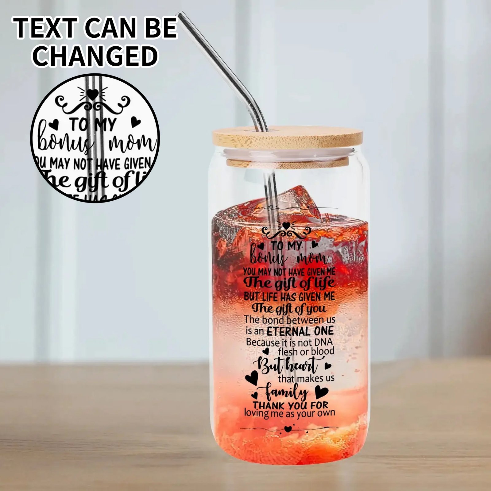 Transparent Bamboo Covered Cup 16oz Glass Cups Furniture with Straw