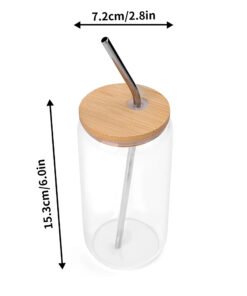 Transparent Bamboo Covered Cup 16oz Glass Cups Furniture with Straw - Image 9