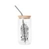 Transparent Bamboo Covered Cup 16oz Glass Cup with Straw