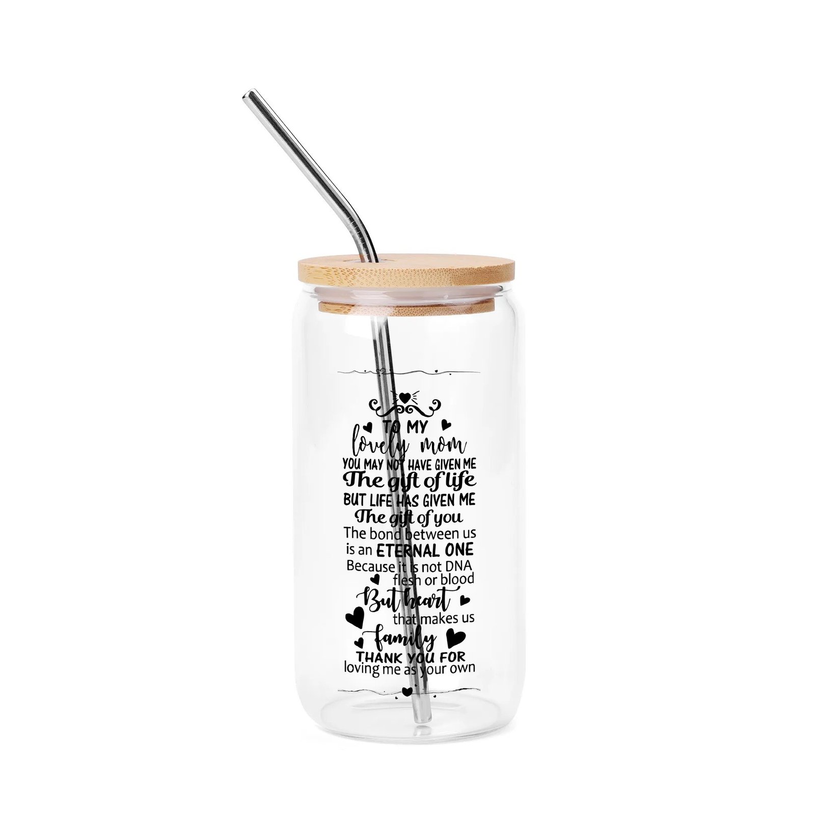 Transparent Bamboo Covered Cup 16oz Glass Cup with Straw