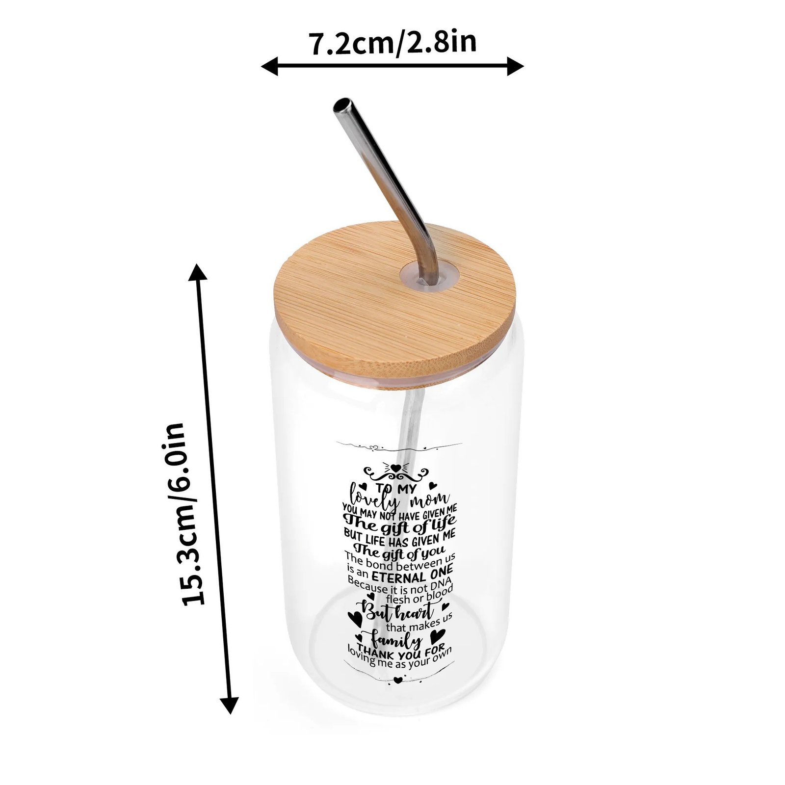Transparent Bamboo Covered Cup 16oz Glass Cup with Straw - Image 6