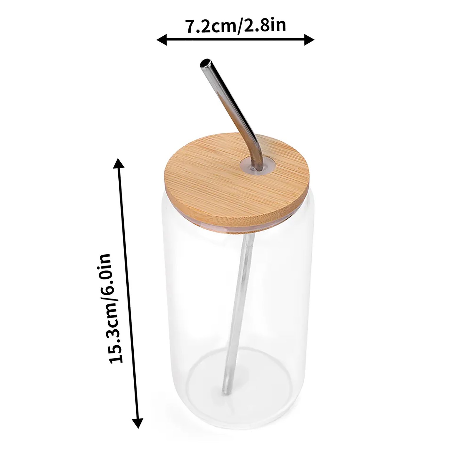 Transparent Bamboo Covered Cup 16oz Glass Cup with Straw - Image 8